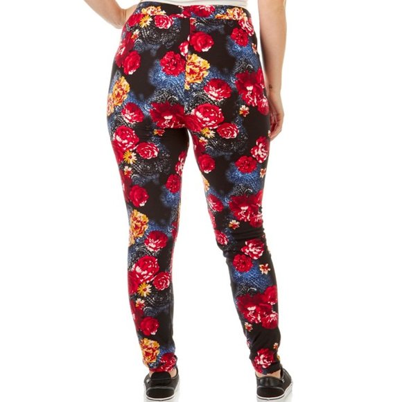 CHANCES R Leggings - 3X - Denim & Rose Print - Sof - Picture 2 of 2